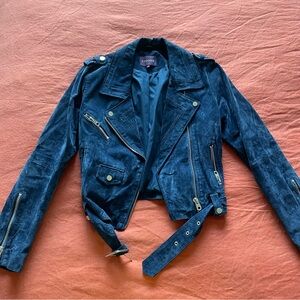 Vigoss Blue Suede Biker Jacket - Size L